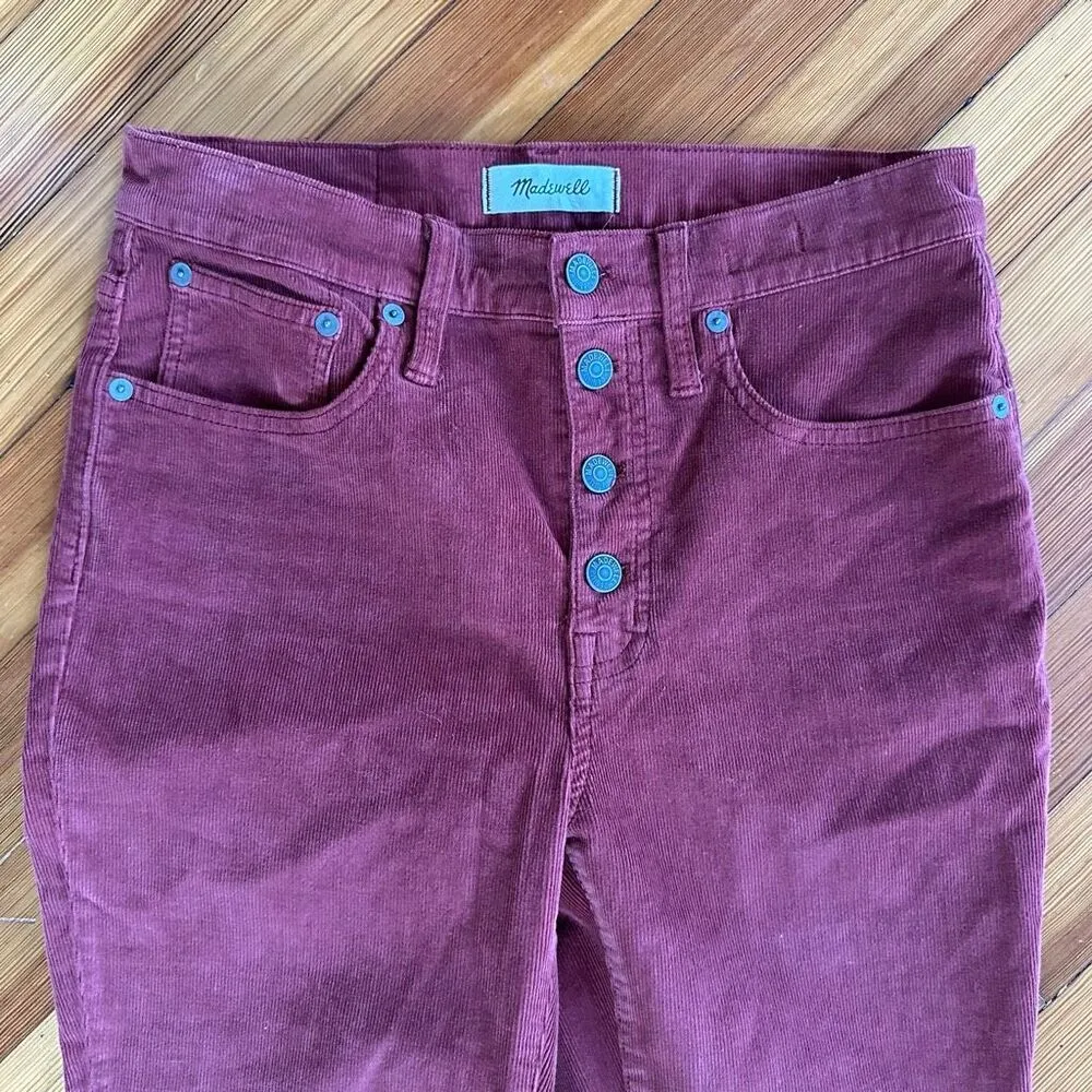 Madewell Cali Demi-Boot Corduroy Jeans in Canterbury Red Size 28 - Image 6
