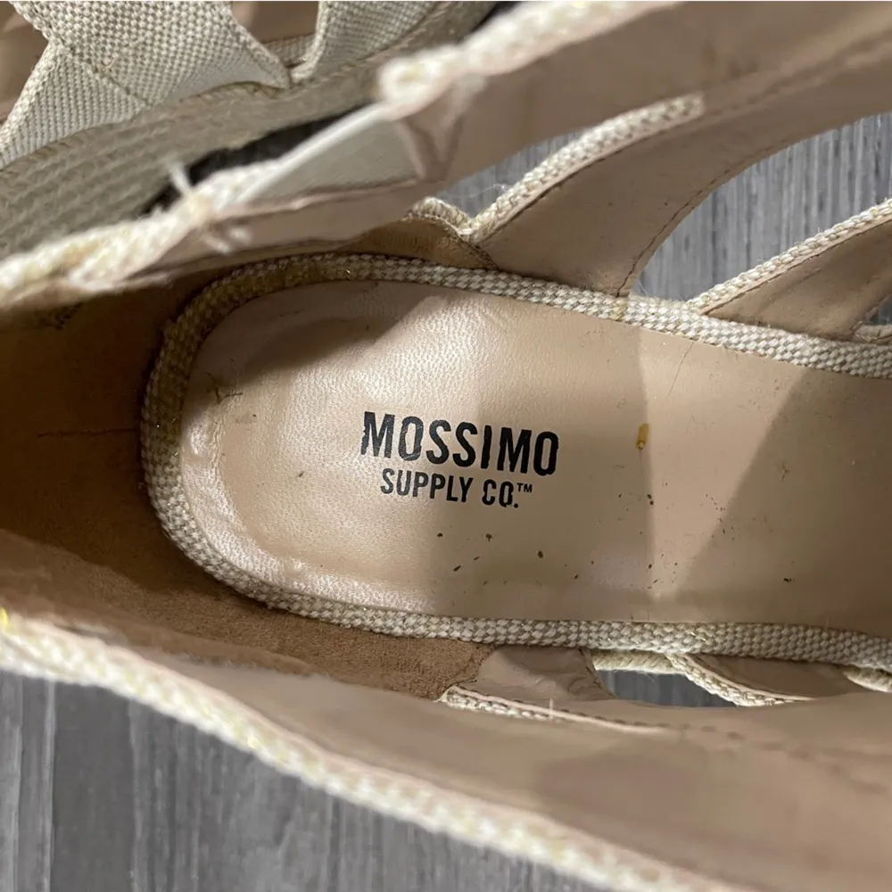 Mossimo Supply Co Beige Zipper Wedge Sandal Gold Size 9.5 - Image 7