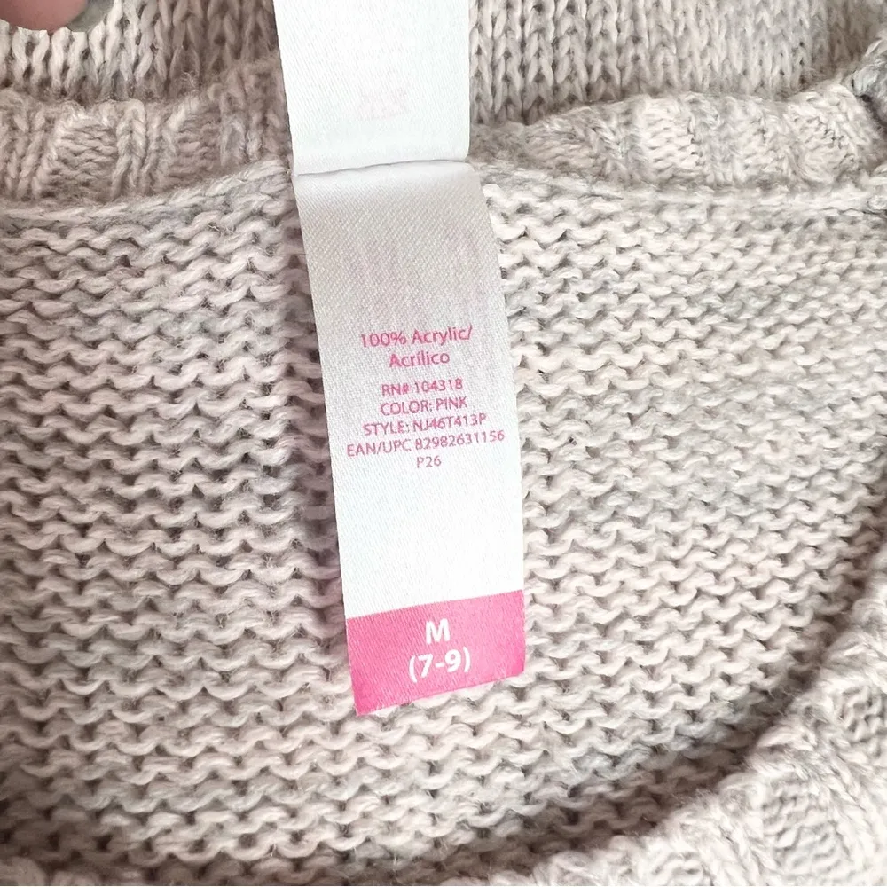 Light Pink & Gray Knit Sweater Top & Matching Fringe Scarf Size Medium - Image 7