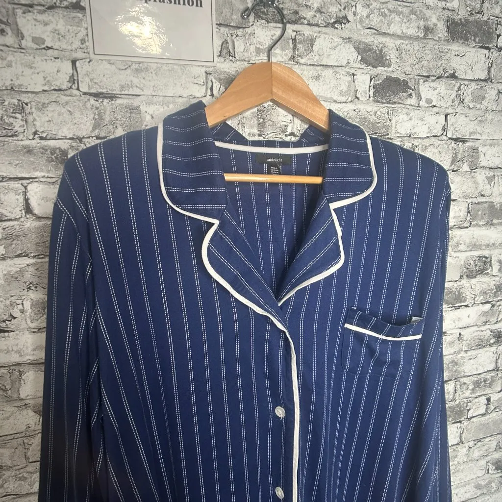 Midnight sky EUC Midnight Blue Base White Stripes Night Gown Size XXL - Image 3