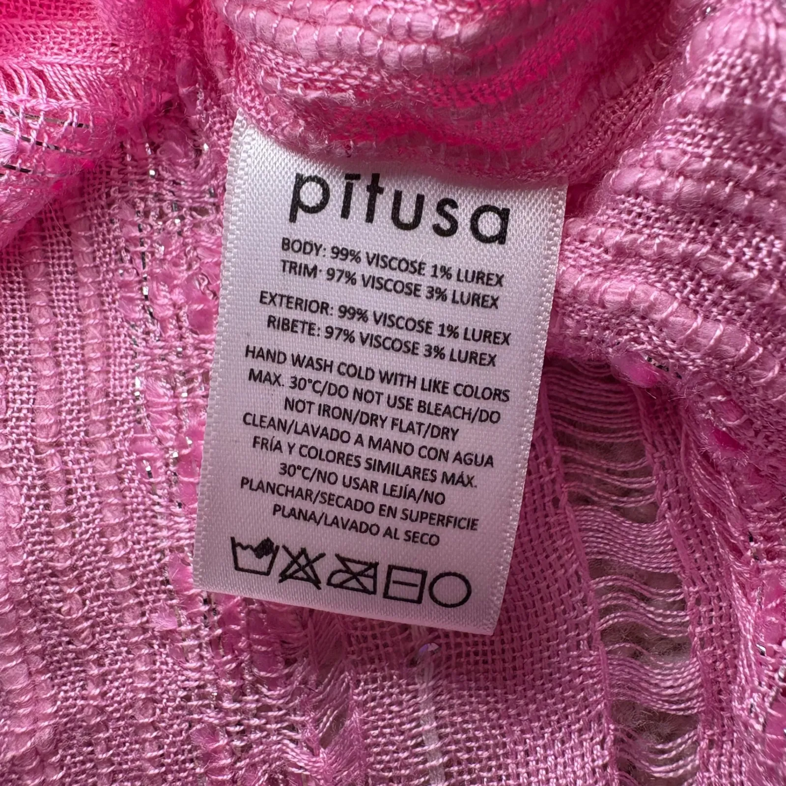 Pitusa NWT Pink Metallic‎ Weave Thobe Kaftan Maxi Cover - Image 8