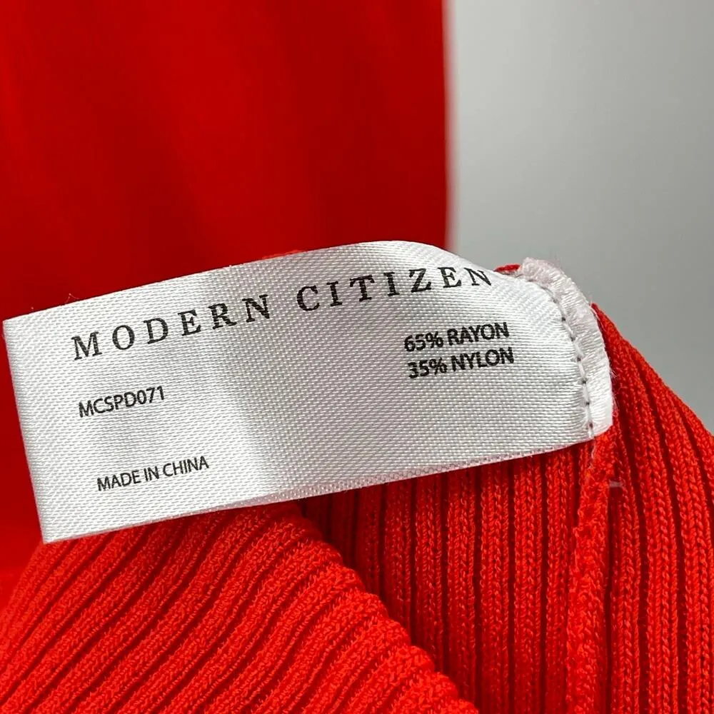 MODERN CITIZEN Ally Dress Size Large NEW Ribbed Red Rib Twist Midi Bodycon NWOT - Image 13