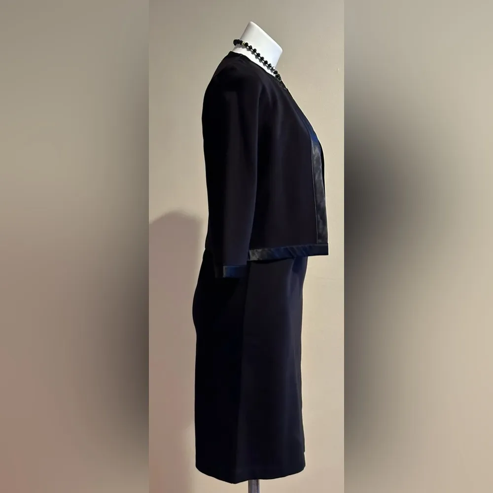 Liz Claiborne Black Jacket & Dress 2 pice Set Sleeveless V Neck SZ 4 Small - Image 4