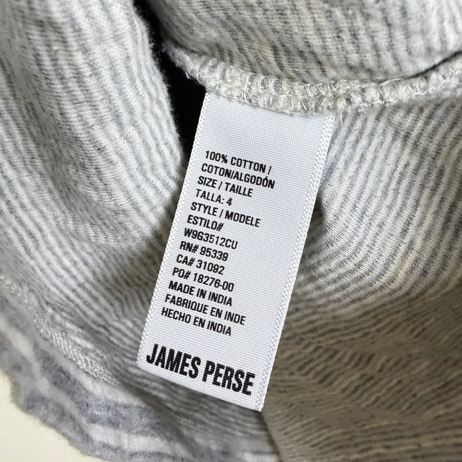 James Perse Standard Pullover Hoodie Size 4 Womens Grey Stripe Sweatshirt Cotton - Image 9