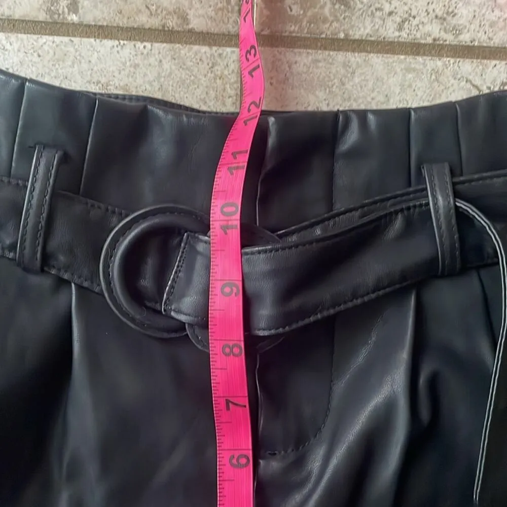 Blank NYC High Waist Faux Leather Paper Bag Shorts Black 
· - Image 14