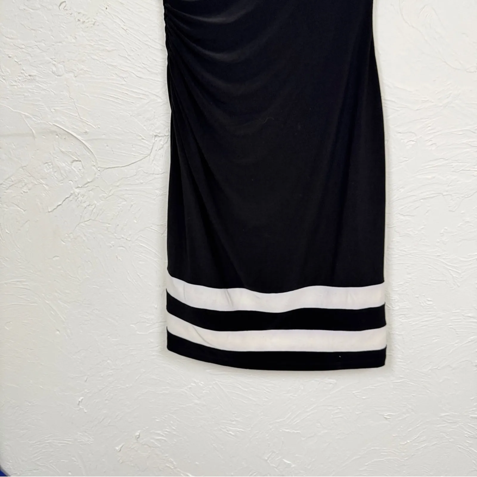 Lauren Ralph Lauren Black White Ruched Mini Dress Womens 4 Sleeveless Preppy - Image 10
