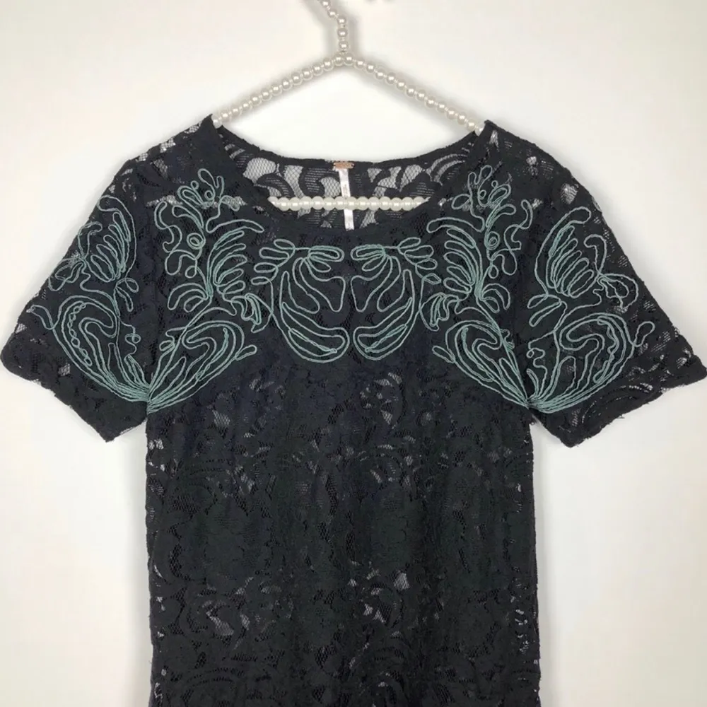 FREE PEOPLE | Black Mini Crochet Dress - Image 4