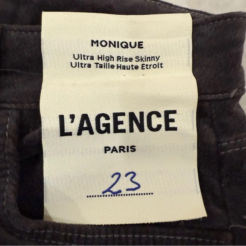 L’AGENCE NWT Monique Velvet Ultra HighRise Skinny Jeans/Pants Womens 23 DarkGray - Image 5