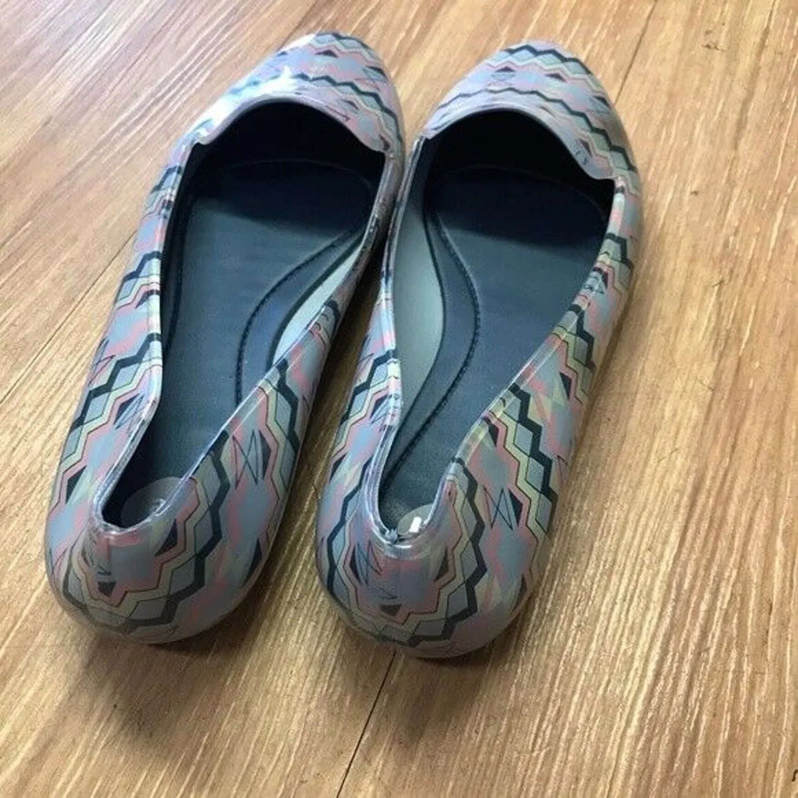 Mel by Melissa‎ Mini Dreamed Womens Shoes Size 8 Glow Loafers Jelly Geometric Blue - Image 5