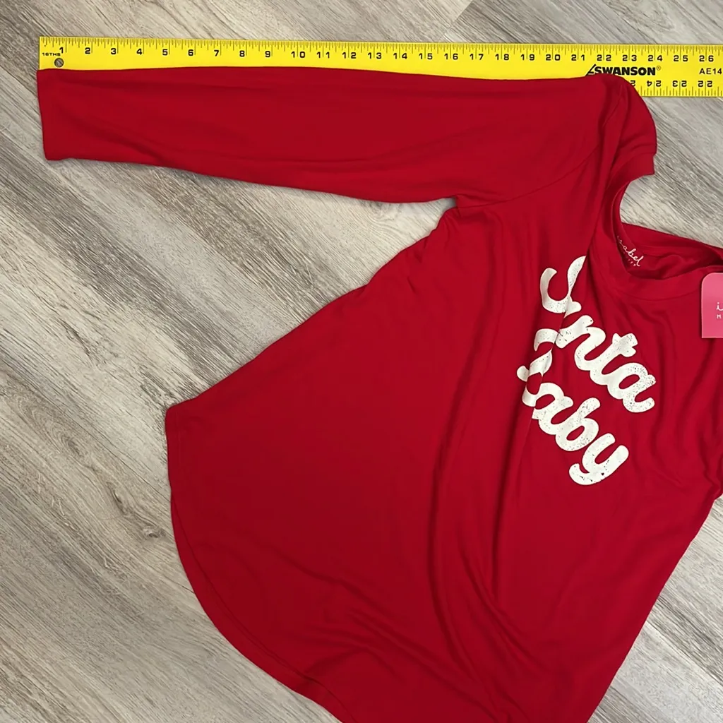 NWT Isabel Maternity Red with White Letters Santa Baby Long Sleeve Crew Neck Tee Size undefined - Image 7