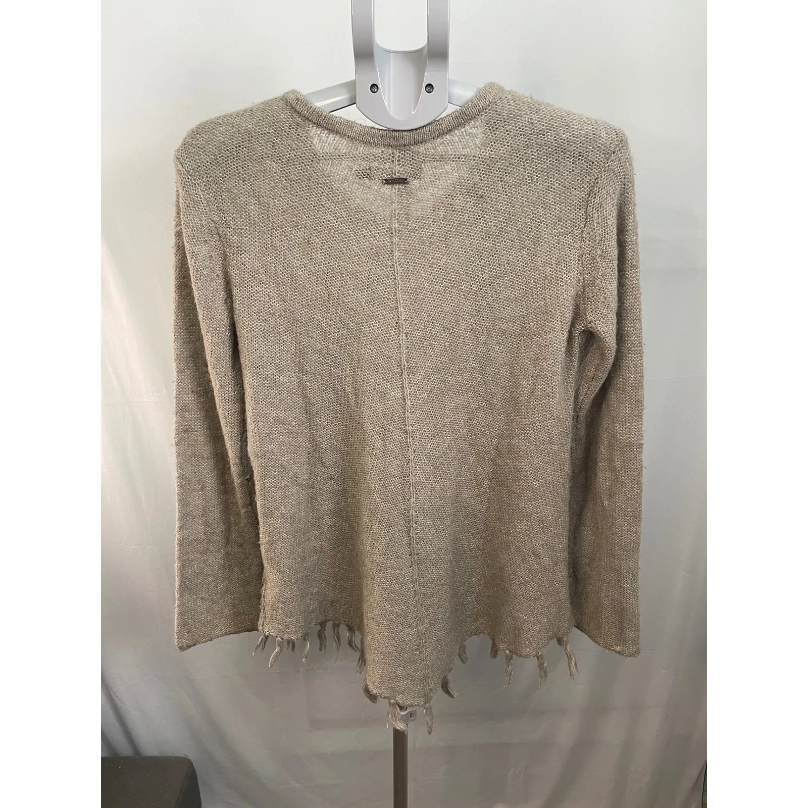 Prana Womens Cable Knit Tassel Sweater M Long Sleeve Gray Boho‎ Casual B11 - Image 7