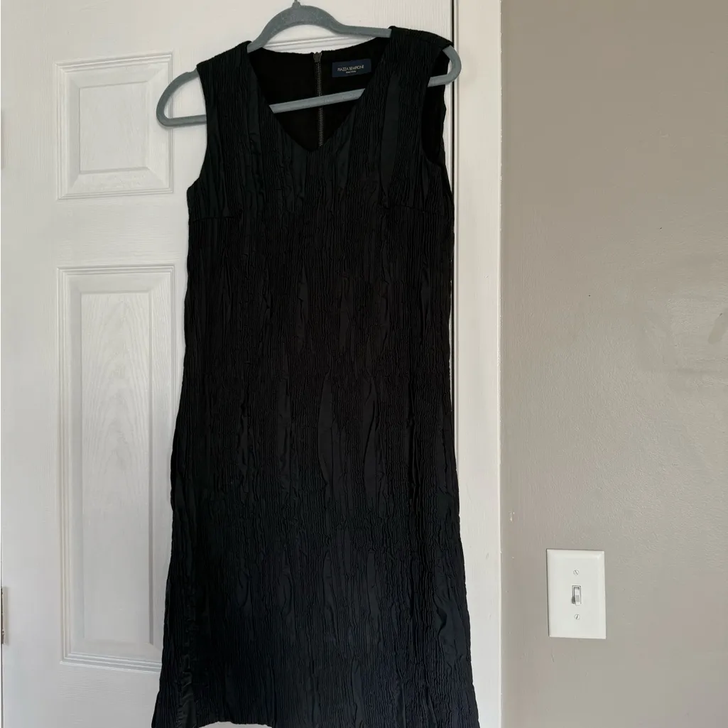Piazza Sempione Made in Italy Textured Black Midi Sleeveless Dress EU38 (US10) - Image 4