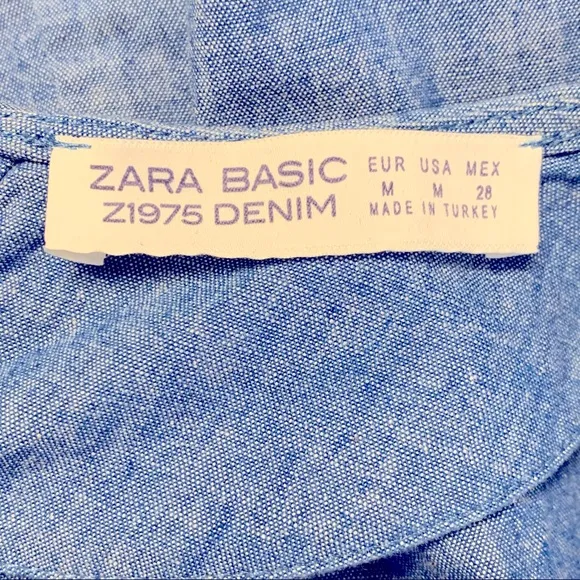 ZARA ‎ Ruffled Back Blue Chambray Romper - Image 10