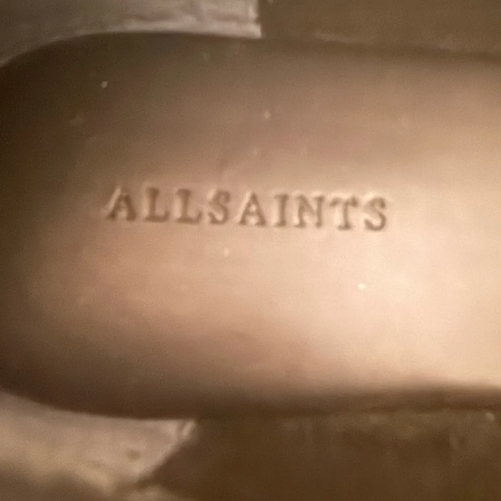 ALL SAINTS Bora Platform Espadrilles Loafer Black White Woven and Suede Size 38 - Image 5