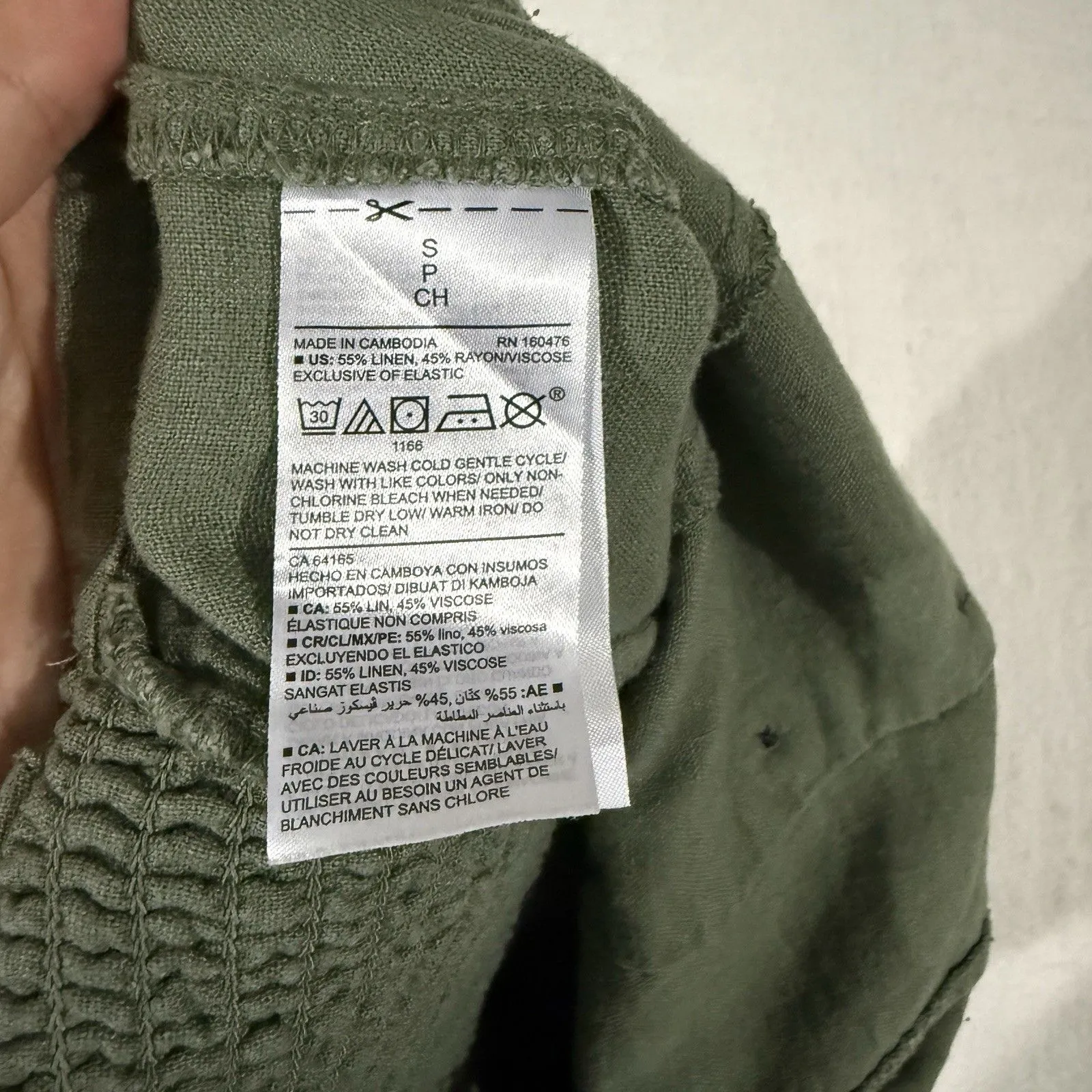 Old Navy Womens Linen Blend Jumpsuit S Adjustable Straps Smocked Green Wide Leg - Image 3