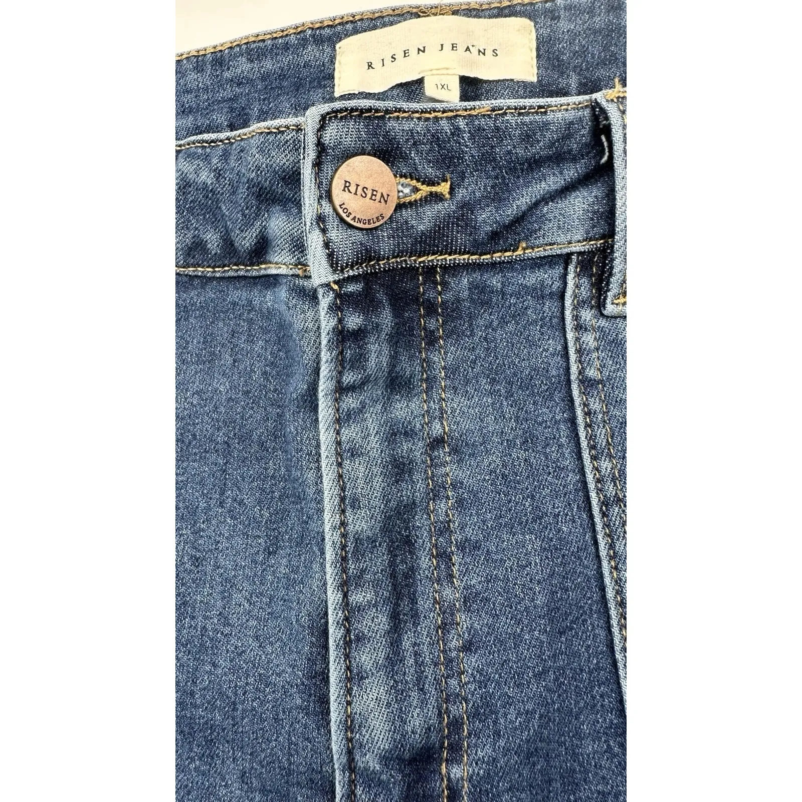 Risen Blue Jeans Women's Denim 1XL Tummy Control Wide Leg High Waisted Comfort Size 34 - Image 6