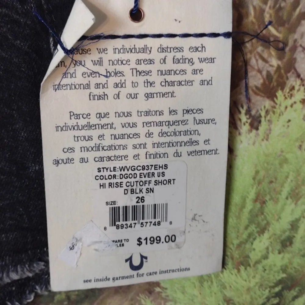 TRUE religion black distressed hi rise cut off shorts - Image 2