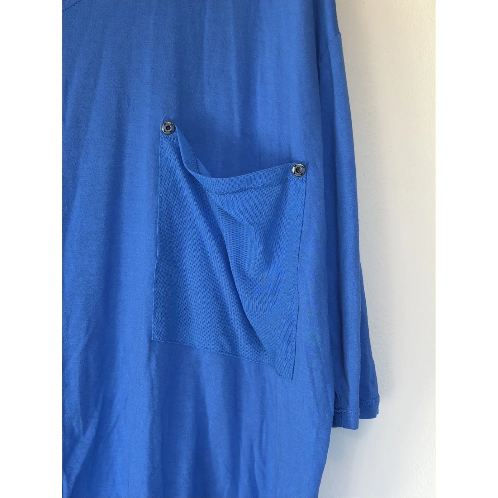 Kerisma Blue Dolman Sleeve Oversized Pocket Tee Shirt Stretch Blouse Top S/M - Image 2