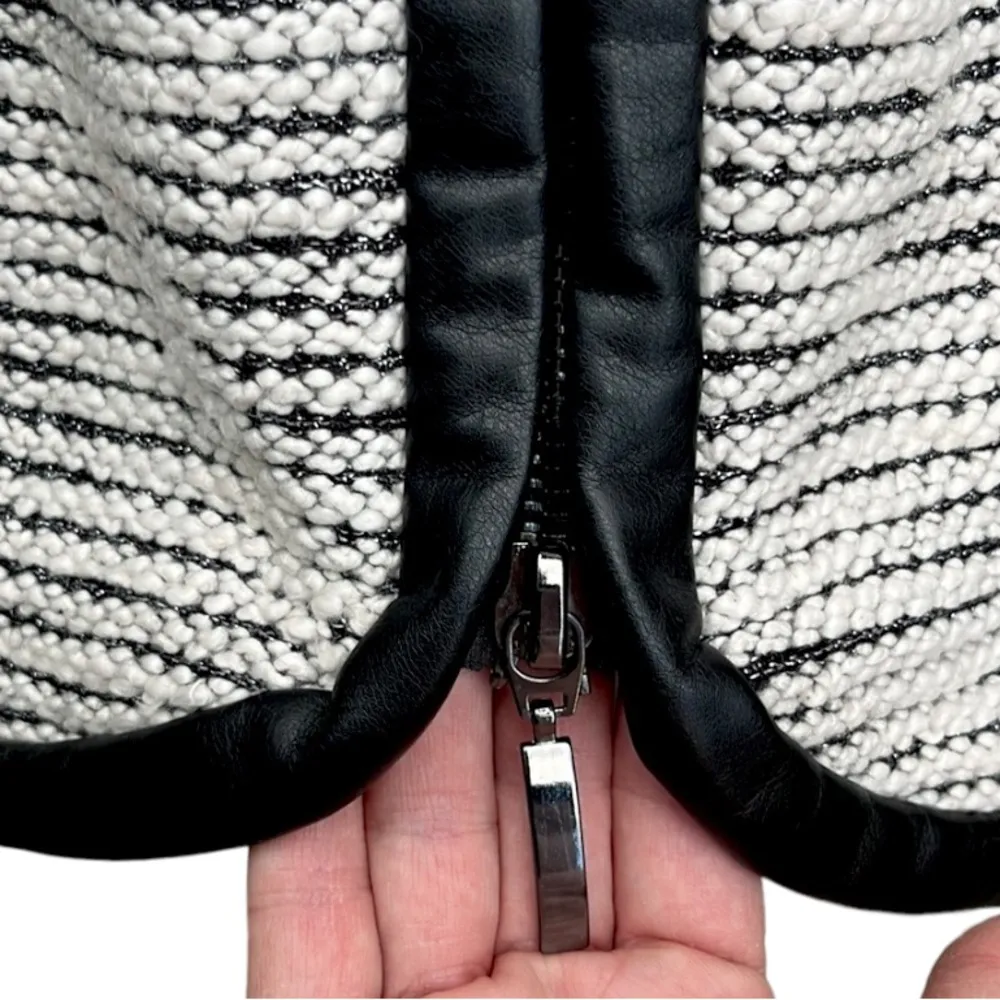 Joseph Ribkoff Faux Leather Trimmed Zip Front Jacket Top Size 12 - Image 6