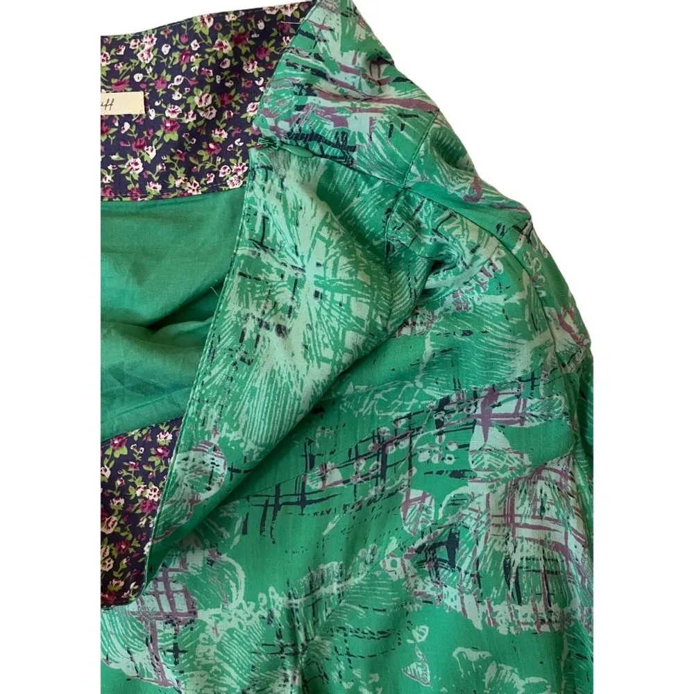 White Stuff 12 Godet Skirt Green Purple Floral Y2K Viscose Flared Blue Twirl - Image 4