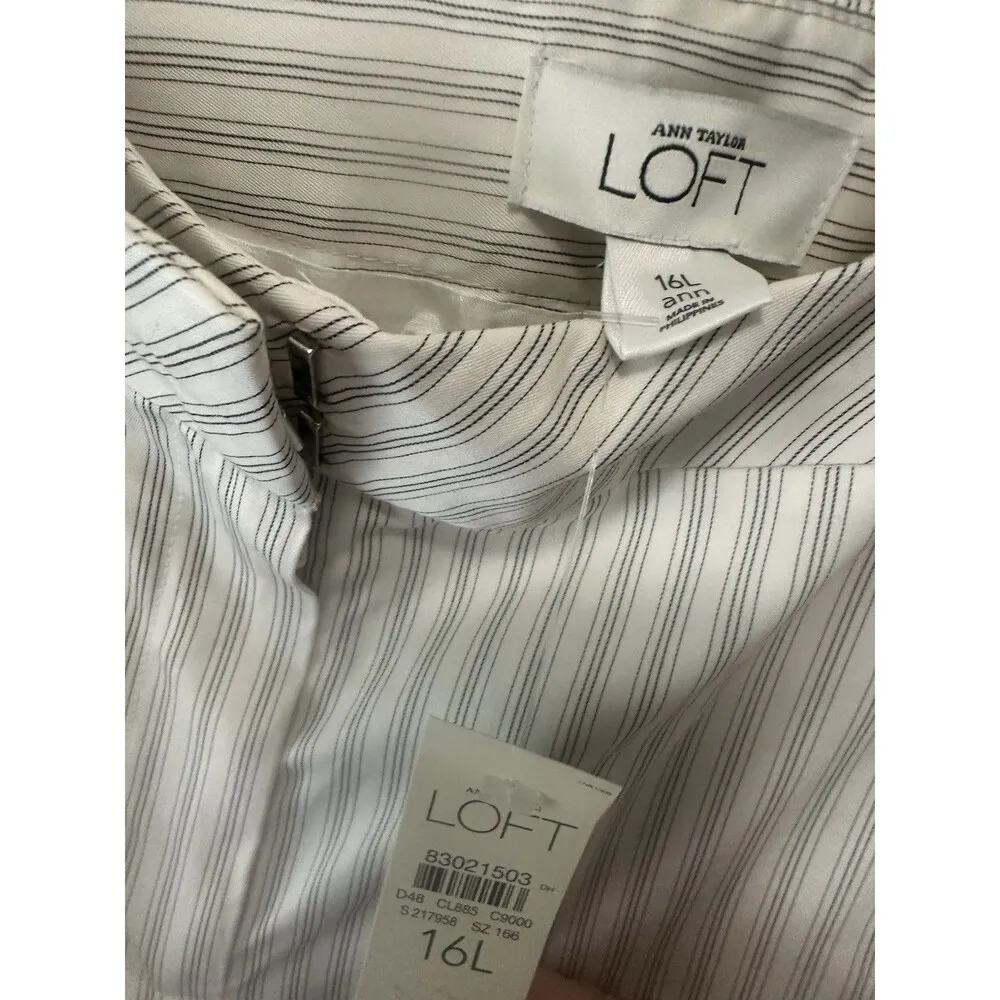 Ann Taylor Ann Dress Pants Size 16L Cream With Black Pinstripes - Image 4