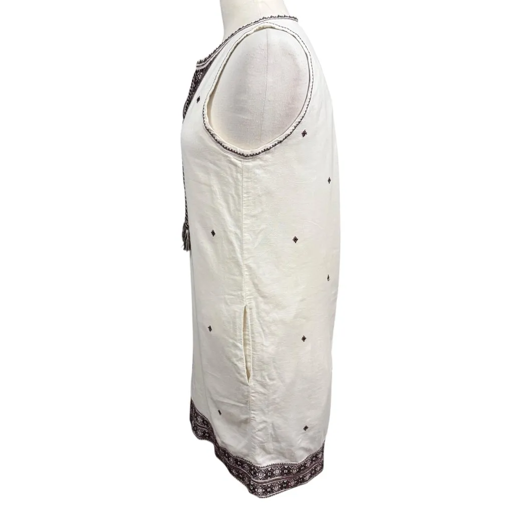 Madewell Embroidered Sleeveless Cotton Shift Dress Ivory Size 4 - Image 6