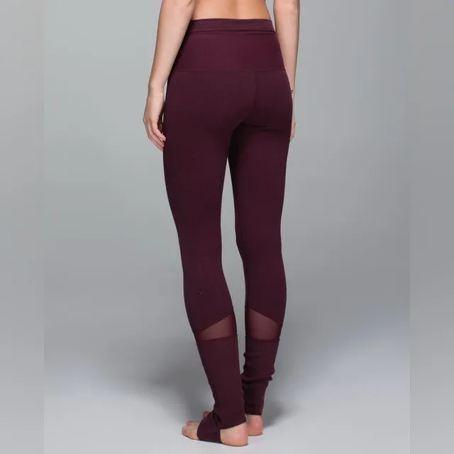 Lululemon Athletica Devi Yoga Deep Red Mesh Leggings - Image 3