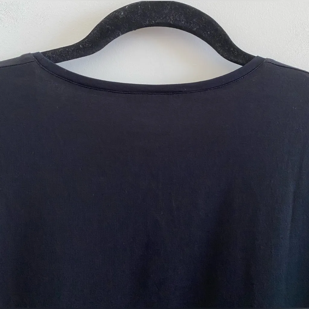 Akris Punto Black Short Sleeve Scoop Neck Rivet Detail Panel Tee Size 10 - Image 6