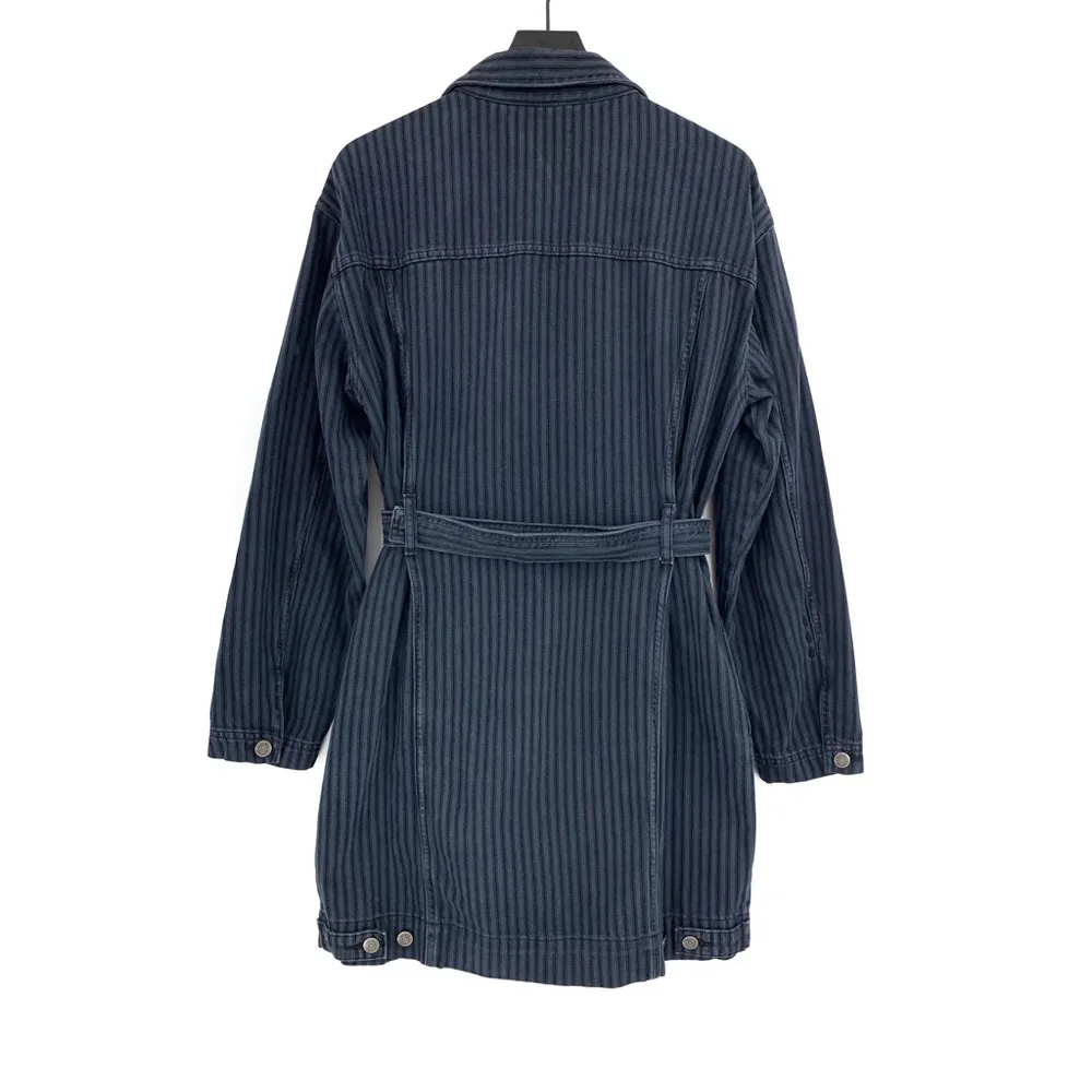 ÉTICA Joelle Jacket Denim Dress in Navy Blue Night Stripe S - Image 10