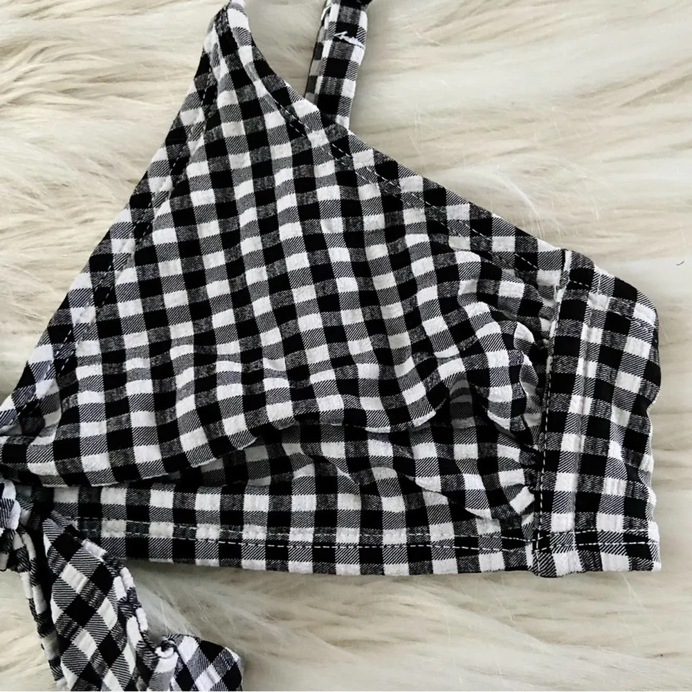 Xhilaration Black White Gingham Tank bikini Top Sz L - Image 3