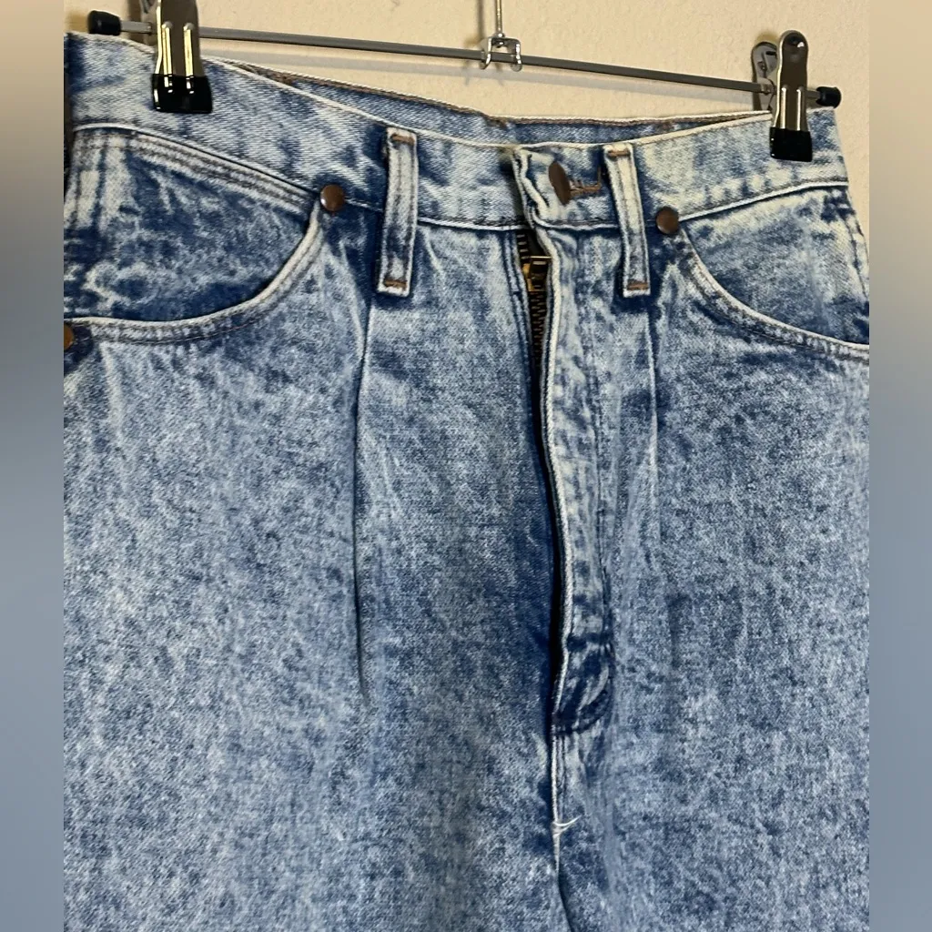Vintage‎ Wrangler High Waisted Mom Jeans Straight Leg Acid Wash Pleated Size 13 - Image 2