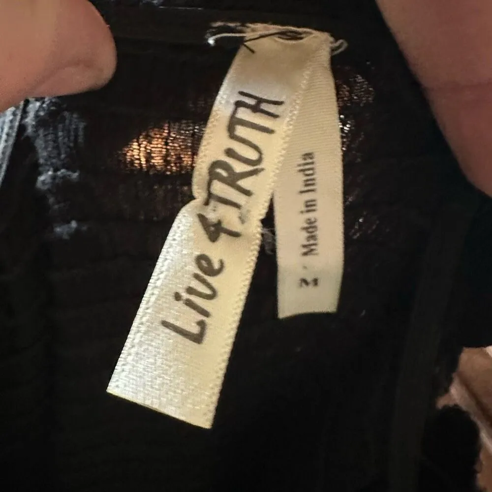 Live 4 Truth ruffled hem smocked M black jumpsuit - Image 3