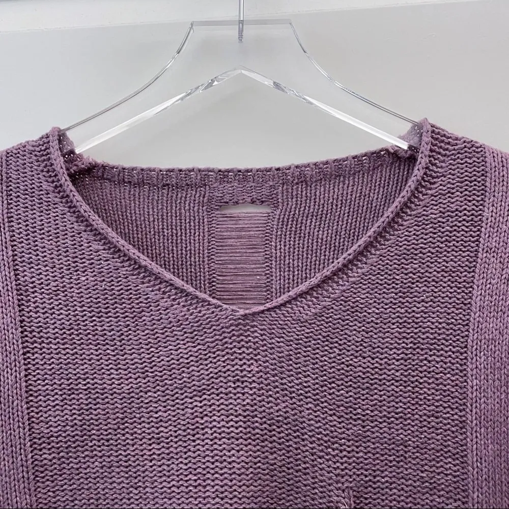Purple V Neck Sweater High Low Pocket Size XS - Image 52