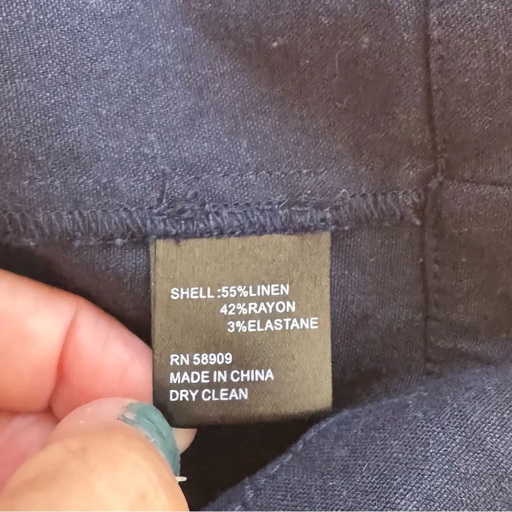 Women’s Antonio Melani navy blue linen blend sleeveless tie back blouse, XL - Image 4