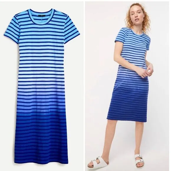 J. Crew Midi T-Shirt Dress in Dip-Dyed Stripe - Image 2
