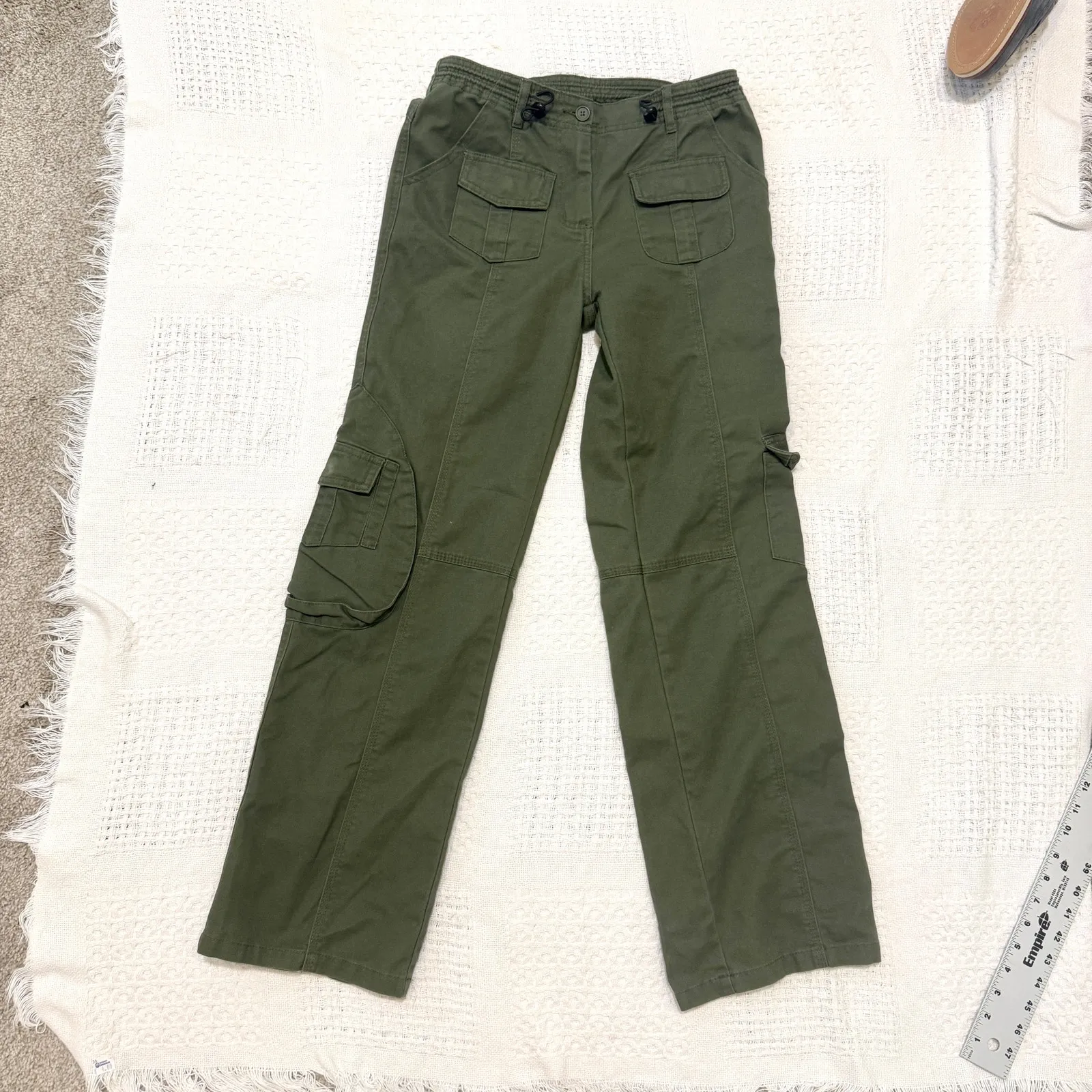 Brandy Melville OS Kim cinch waist Army green cargo pant P 3097 - Image 8