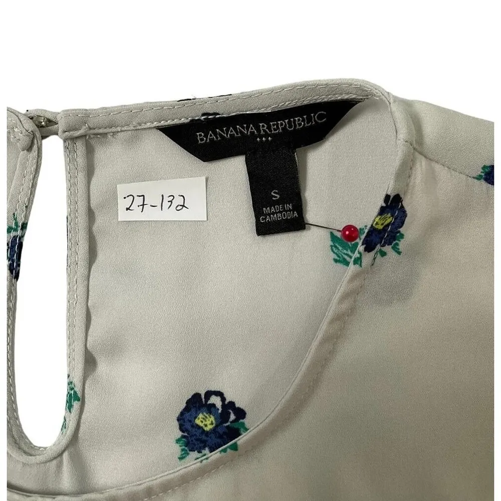 Banana Republic Women Size Small Floral Gray Shirt Blouse 27-132 - Image 5