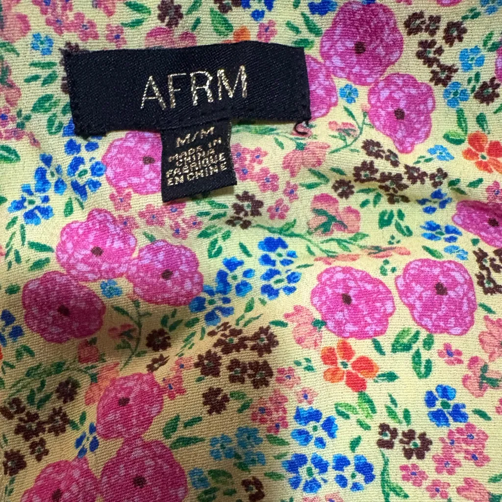 AFRM Multicolor Floral Halter Jumpsuit Yellow Size M - Image 6