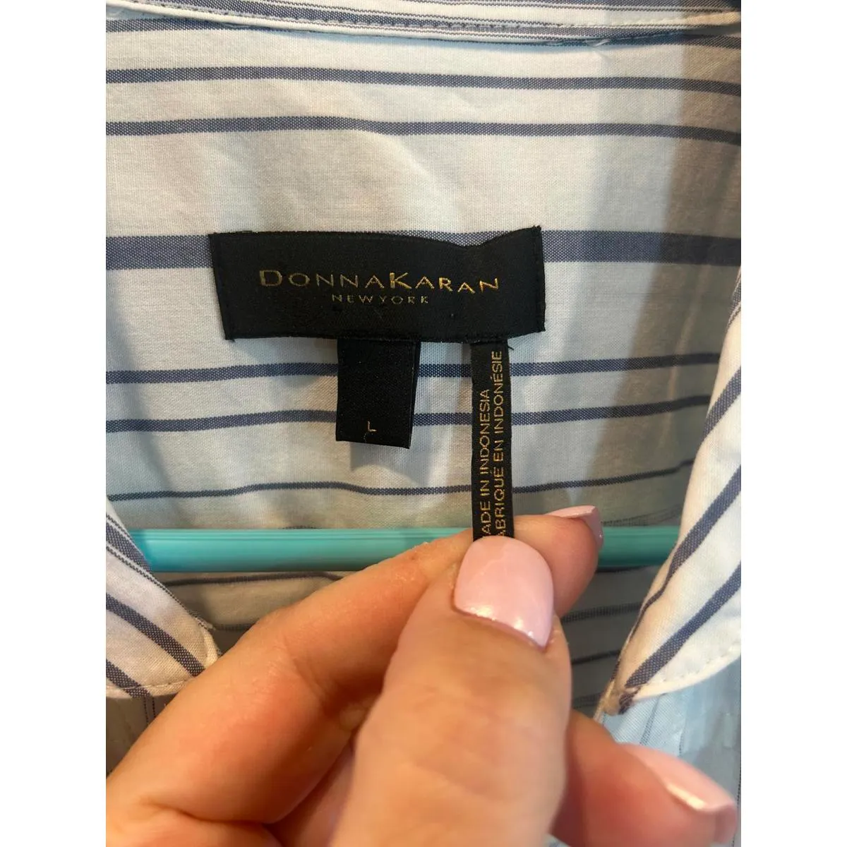 Donna Karan Mixed Stripe Button-Front Dress - Size L - Image 2