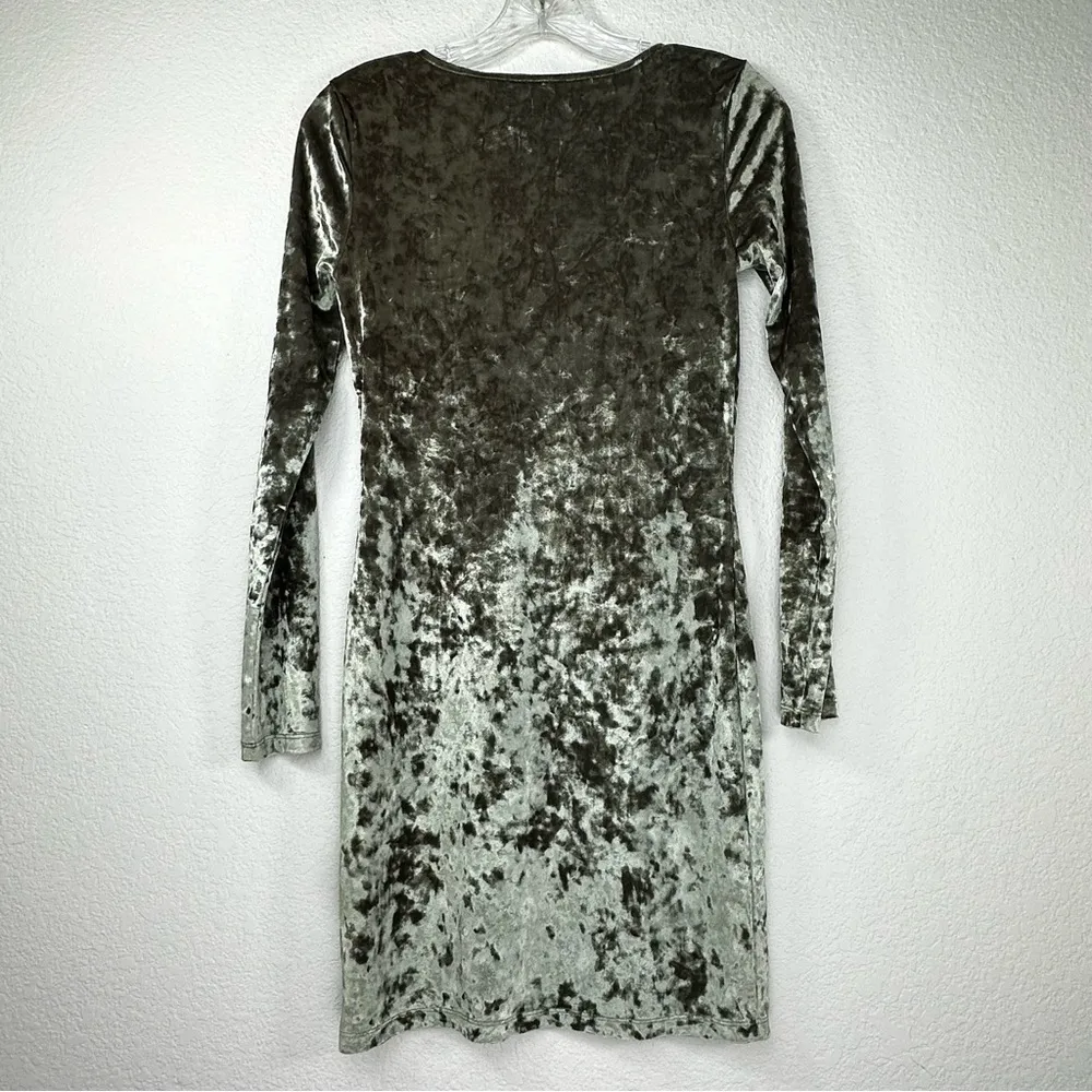 Crushed Velvet Velour Long Sleeve Scoop Neck Bodycon Mini Dress Small - Image 8