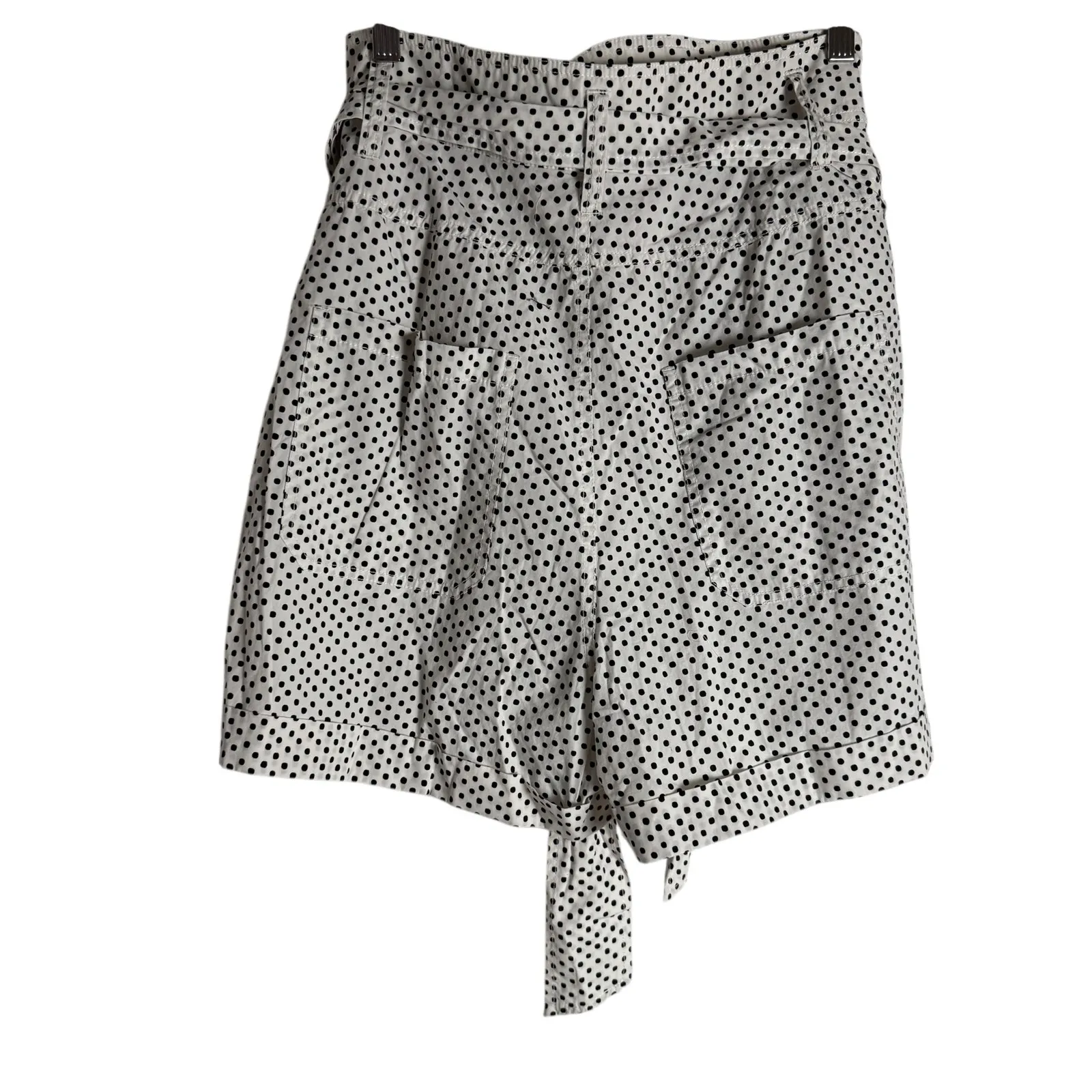 La Vie Rebecca Taylor Corinne White Black Polka Dot High Rise Tie Waist Shorts L Size L - Image 9