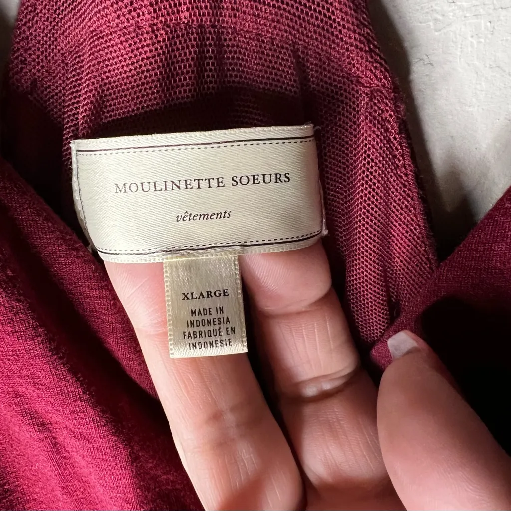 Moulinette Soeurs Anthro Burgundy Willa Jersey Knit Wide Leg Tie Front Jumpsuit - Image 5