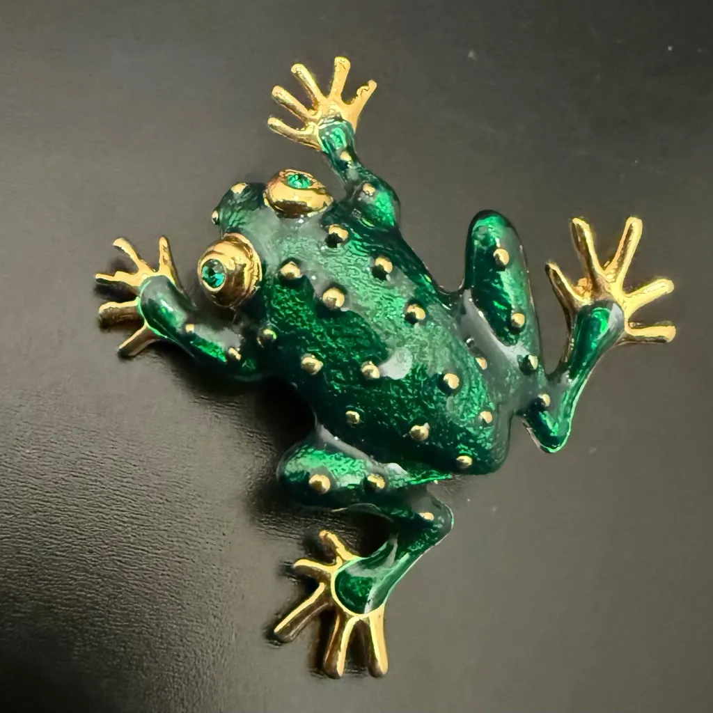 Vintage GIOVANNI Enameled Green Frog Gold - Image 4