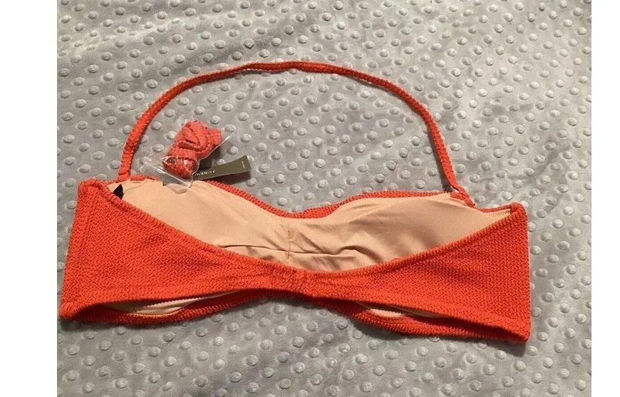 J. Crew Scrunchie Sweetheart Spaghetti Strap Swim Top Red Orange XXL - Image 3