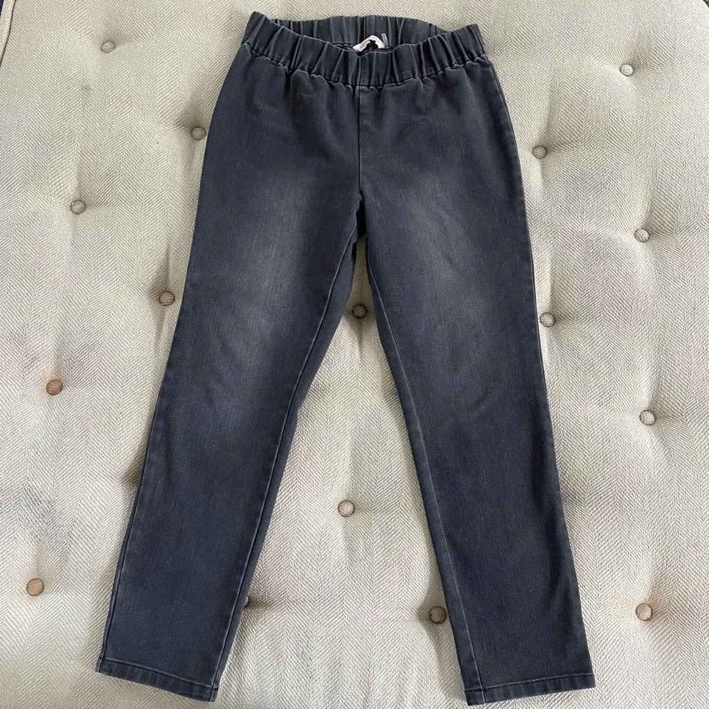 Soft Surroundings Grey Black Wash Pull On Jeans Denim L - Image 3