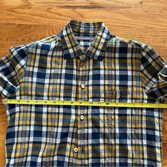 Umi‎ 908 45 RPM Indigo Blue Muted Check Plaid Button Down Shirt Japan SZ 1 - Image 10