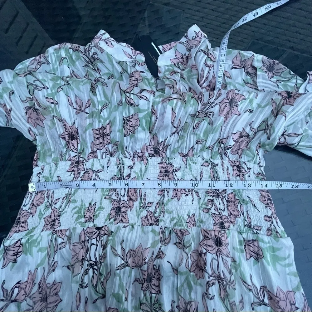 RAG & Bone Women's Calista Long Sleeve Chiffon Maxi Dress in White Floral Size M - Image 9