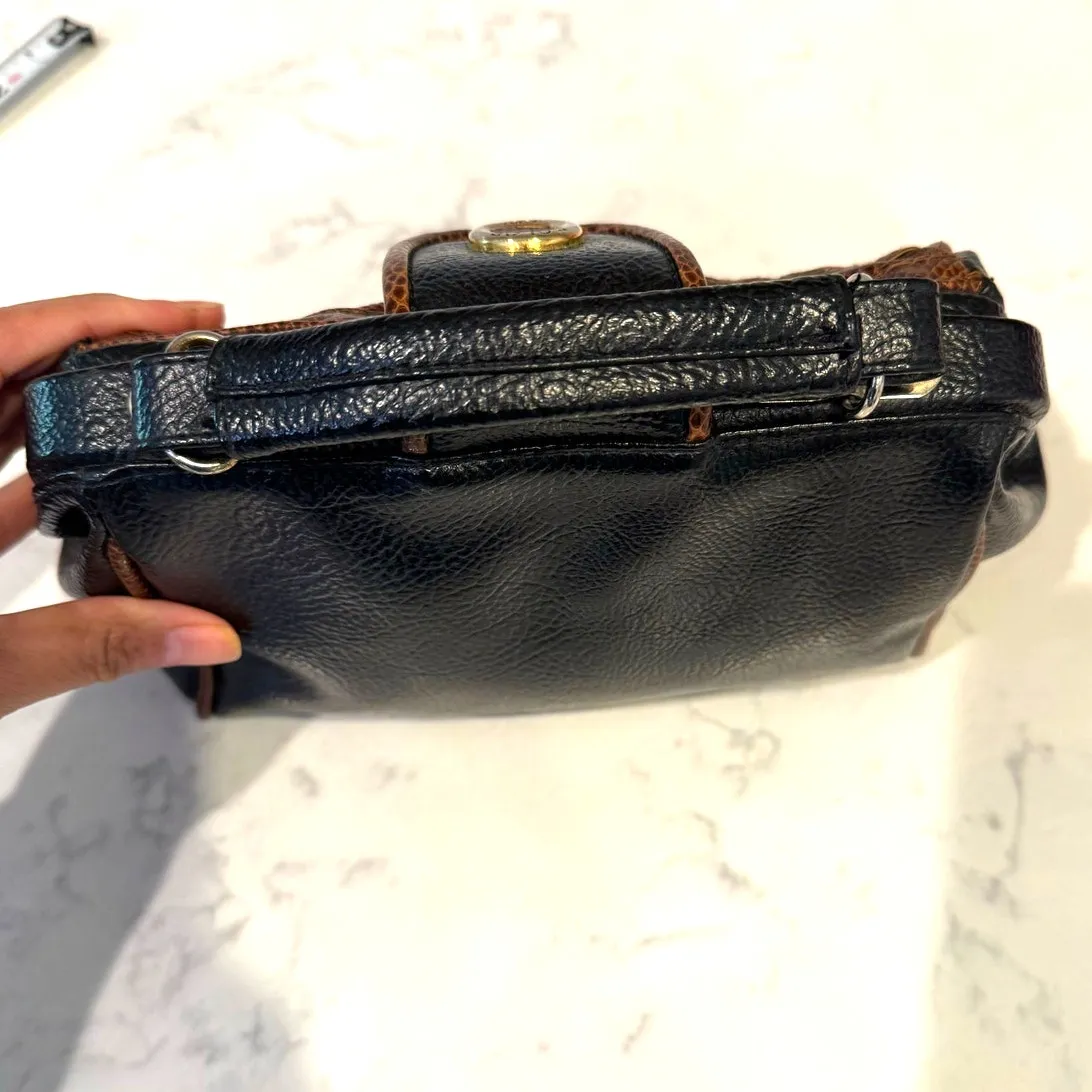 Vintage Dolce Vita By Jackson Faux Leather Handbag black Brown Reptile purse - Image 5