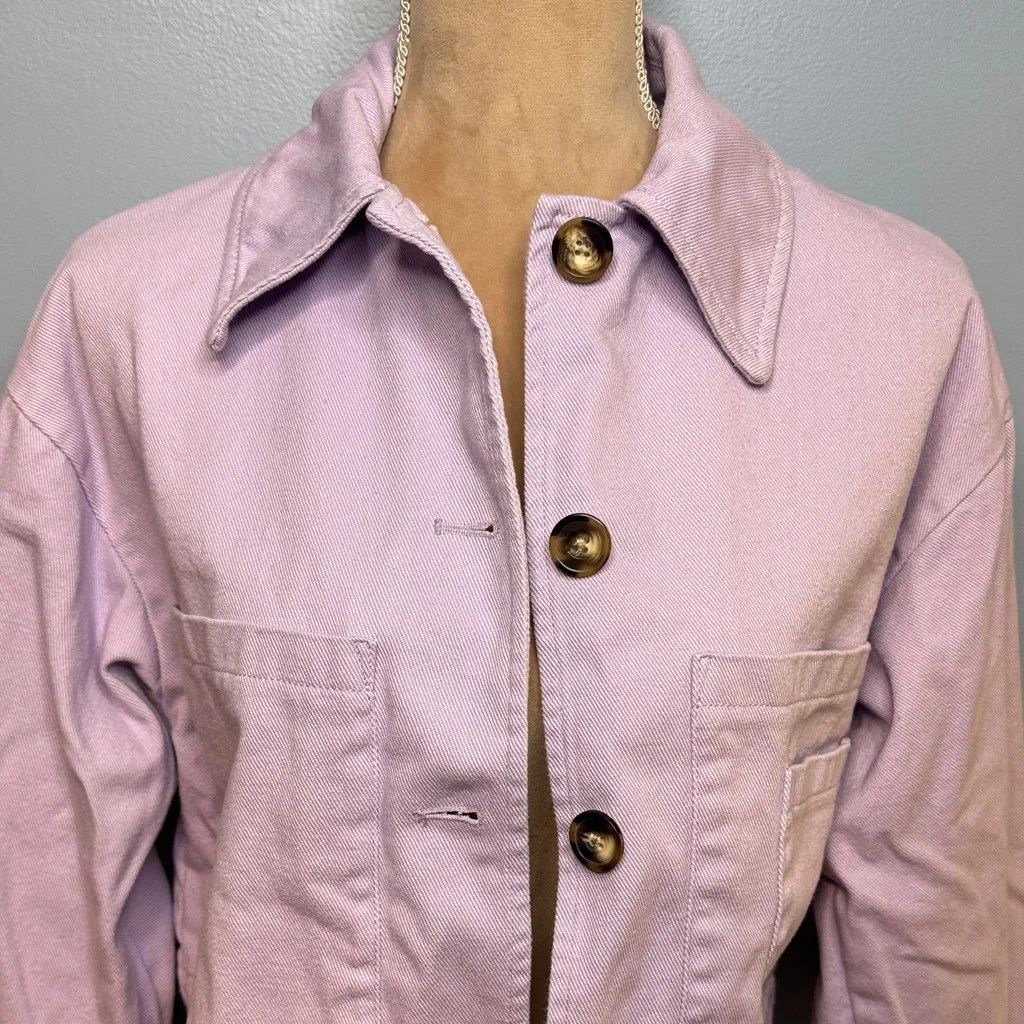 ASOS Design Light Purple Cropped Jean Jacket Size 0 NWOT - Image 2