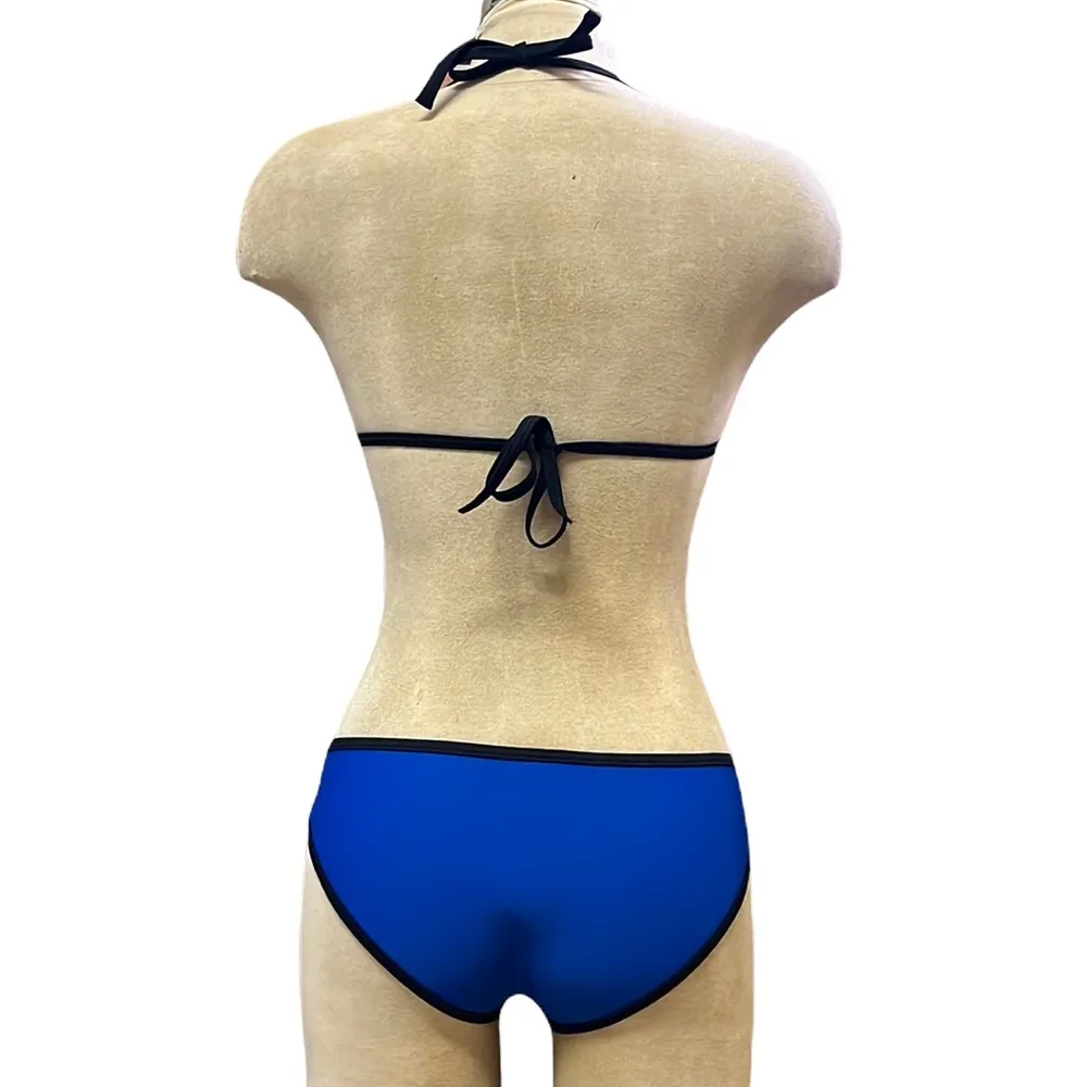 Last chance…Neoprene Bikini Swimsuit Blue Black Triangle S Small - Image 2